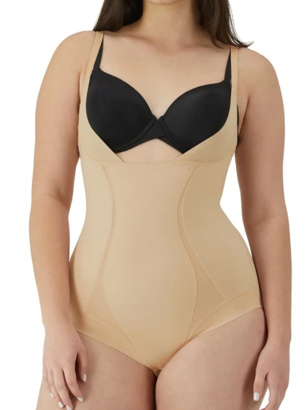 Maidenform Nude Shaping Bodysuit - Beige Sz 2XL Tummy -Waist slimmer adj crouch
